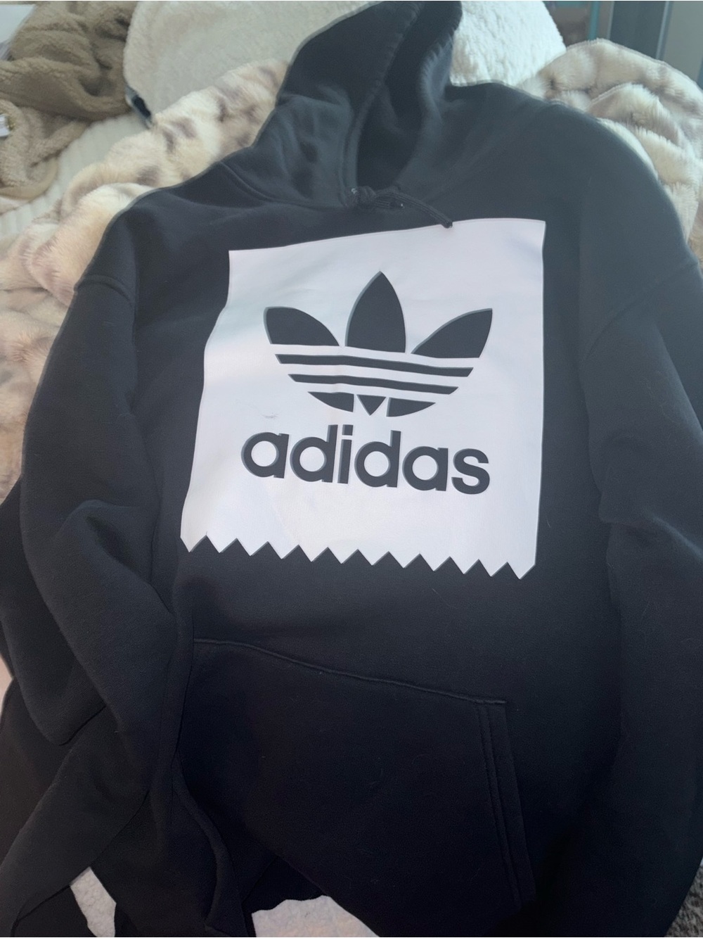 adidas Black Hoodie with White Trefoil Logo